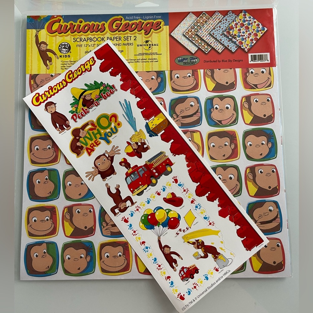 HTF Blue Sky Designs Curious George  Scrapbook Scrapbooking Papers & Stickers